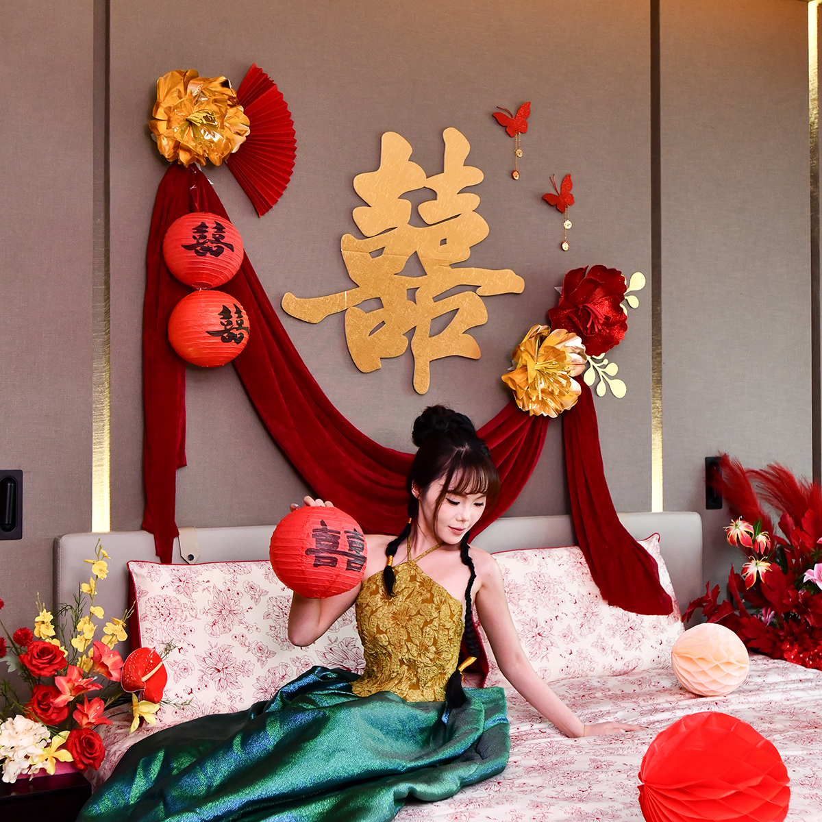 结婚鎏金喜字婚房闪亮花系列