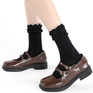 无骨袜 搭配时装 袜say 中筒袜子女士春夏花边双罗口袜子堆堆袜个性