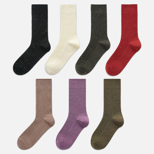袜say 女袜简约风纯色细闪小亮片中筒袜轻奢堆堆袜潮 2025秋冬新款