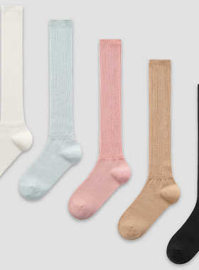 袜say 白色小腿堆堆袜女纯棉秋季长款百搭纯色高筒长袜搭配小皮鞋