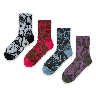 袜say 立体浮雕洛丽塔植物复古泡泡文艺花纹亮光丝中筒短袜 个性