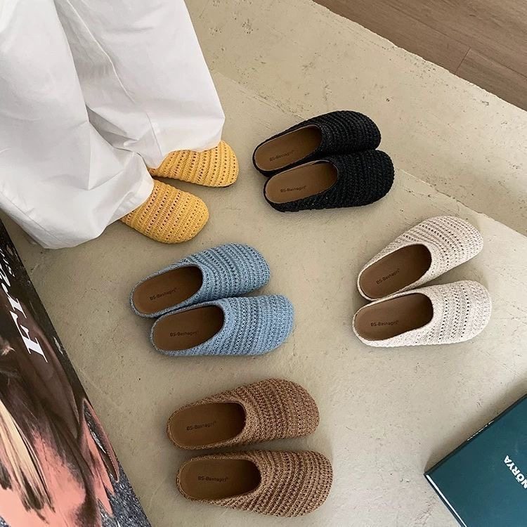 2026新款包头半拖鞋女夏季外穿法式复古凉拖鞋家居软底沙滩小众,女鞋,包头拖,淘宝优惠券,粉丝福利购,淘宝优惠卷