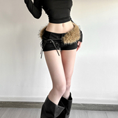 怪诞女孩 腰封腰链 百搭毛绒修身 美式 Y2K辣妹系带毛毛配饰腰带女