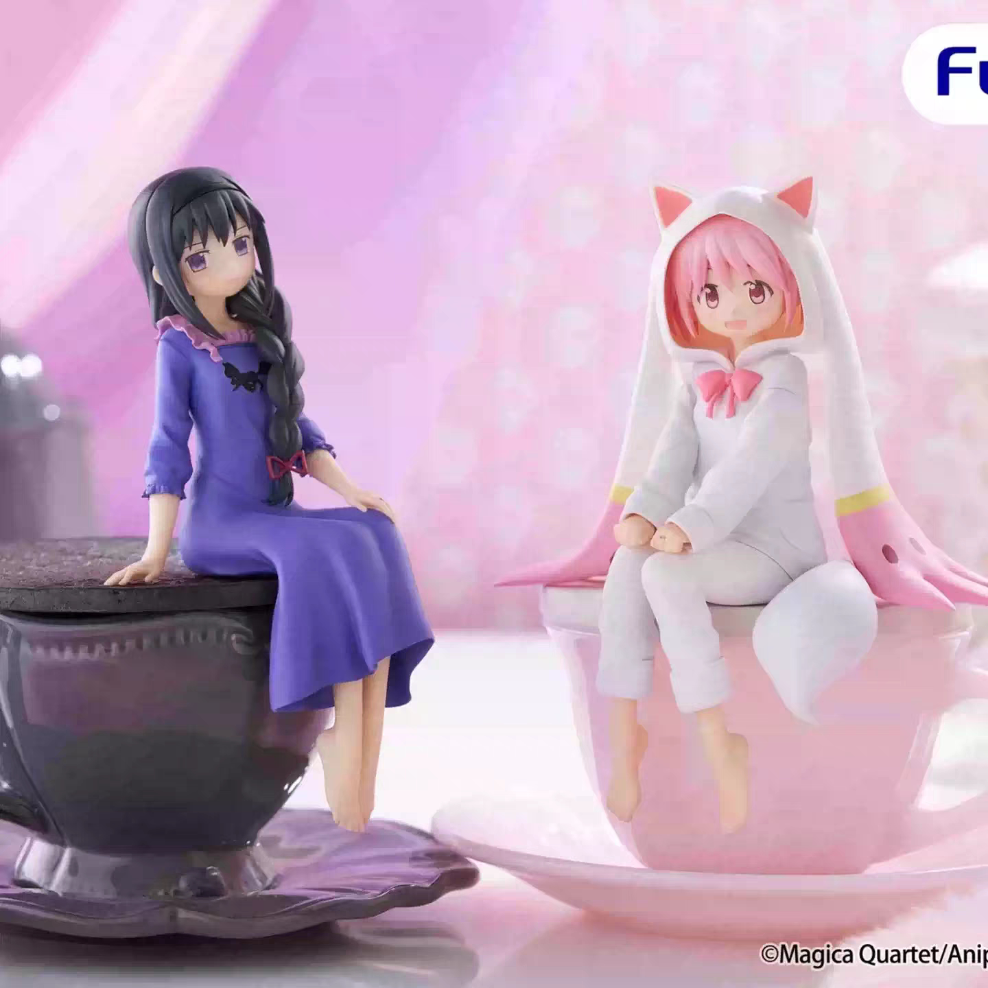 漫笙正版现货FuRyu魔法少女小圆鹿目圆晓美焰连帽睡衣压泡面手办