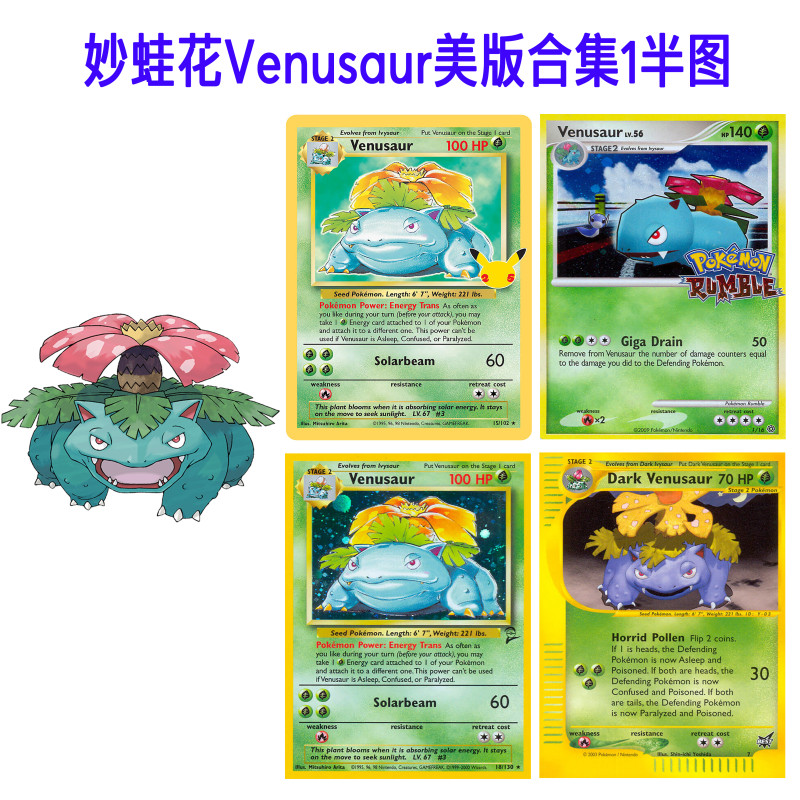 ptcg妙蛙花Venusaur编号003英文美版DIY合集1图鉴代闪卡定制自制