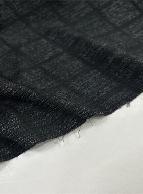 薄款柔软黑色肌理格子纹竹节混纺棉麻提花布料开衫服装diy面料
