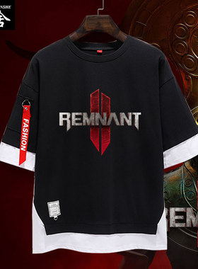 遗迹2游戏周边Remnant2假两件短袖T恤衫男女学生五分袖半中袖体恤