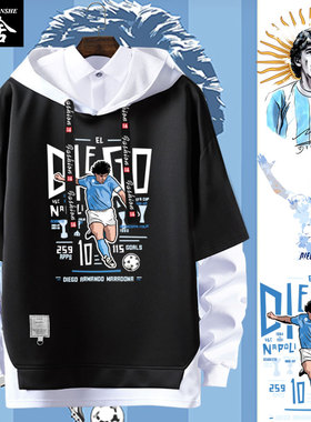 马拉多纳Maradona那不勒斯阿根廷足球迷纪念连帽卫衣男女外套帽衫