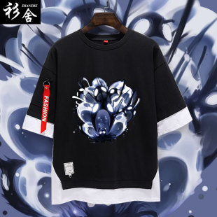 男女五分袖 T恤衫 Knight空洞骑士switch游戏周边假两件短袖 Hollow