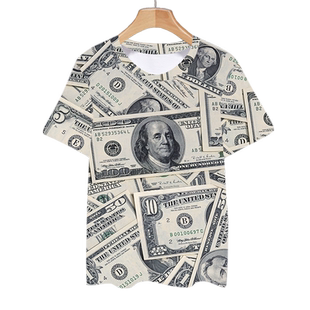 美元美金各国货币金钱符号纸币速干短袖T恤衫男女半袖创意潮衣服