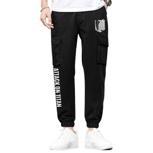 进击的巨人调查兵团兵长艾伦动漫周边工装裤休闲长裤男士运动裤子