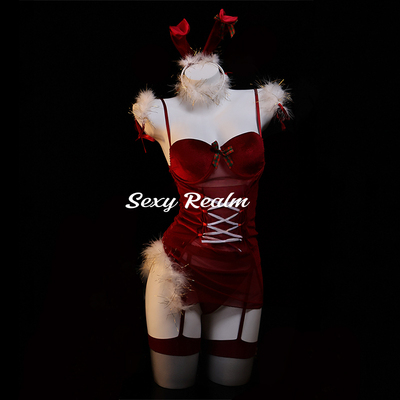 超越性感「冬季恋歌」圣诞战衣兔女郎性感制服兔娘女仆情侣qqny