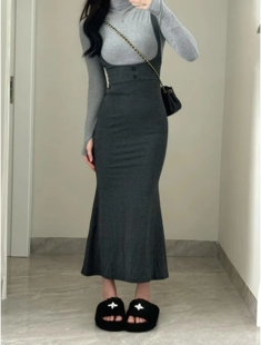 145矮小个子辣妹纯欲风两件套女150修身上衣鱼尾背带长裙套装xs秋
