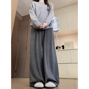 女装 秋季 爆款 小个子阔腿裤 子 145cm深灰色糯米西装 宽松慵懒风裤 裤
