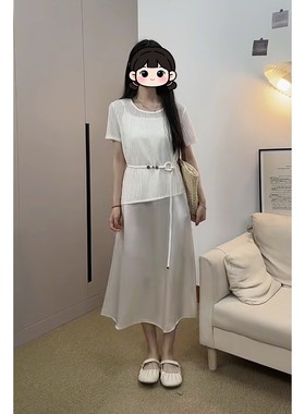 矮个子温柔短袖两件套装