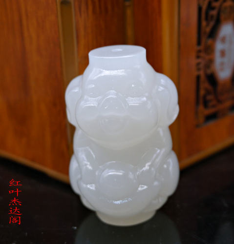 天然阿富汗玉白玉把件玉猪