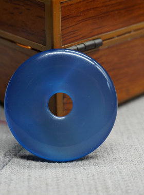 玛瑙蓝玉髓平安扣4厘米色平安扣吊坠挂坠项链坠子配饰情侣款