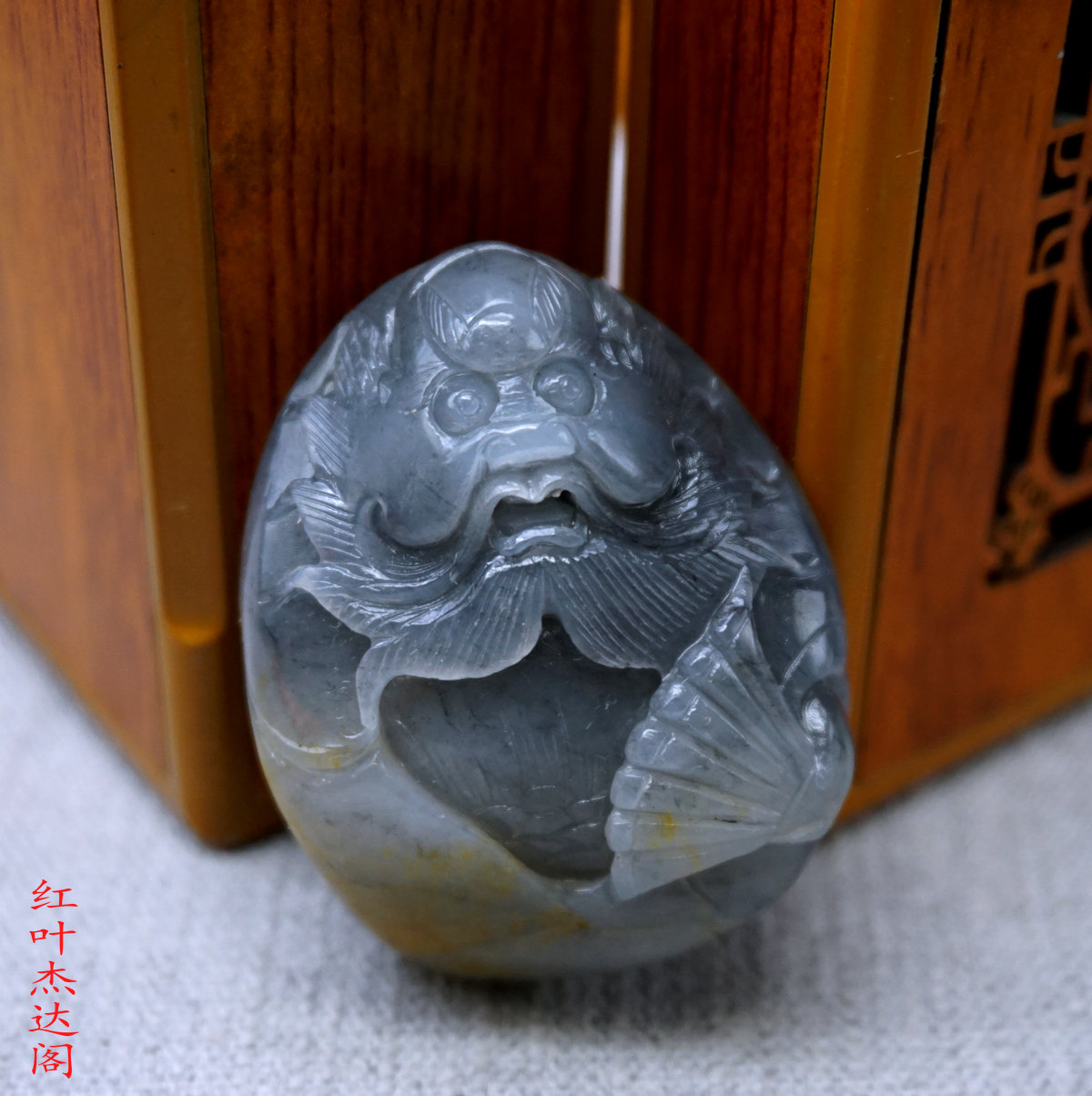 天然新疆原石青花籽料挂件男款钟馗抓鬼吊坠防小人和田玉