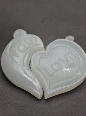 阿富汗白玉心形永结同心吊坠挂件七夕百年好合玉佩古典汉服配饰品