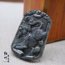 Украшения на шею 天然和田玉青海料下山老虎吊坠玉牌烟青虎虎生威玉佩玉石挂件