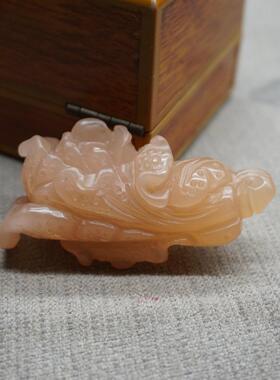 天然玉石新疆金丝玉浅粉白菜吊坠金丝玉白菜项链白玉毛衣链玉项链