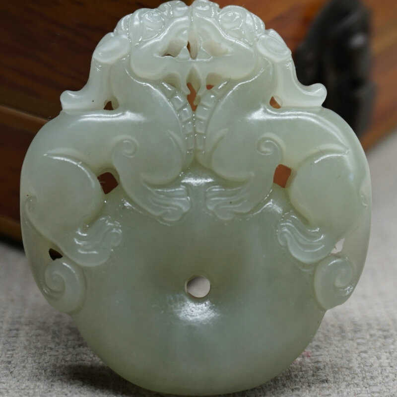 青白玉百搭男女款双貔貅汉服配饰