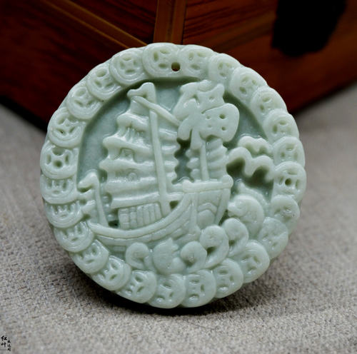 贵州翠一帆风顺挂件玉石福在眼前