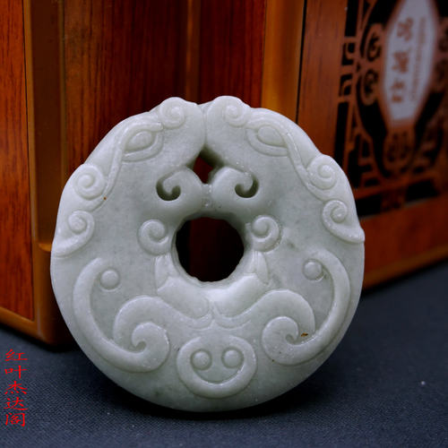 蓝田玉双面雕刻双龙吊坠挂件男女款双龙仿古龙双龙戏水玉佩玉坠