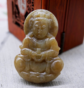 天然和田玉糖黄玉纯糖色观音吊坠男士项链玉佩符玉坠玉佩