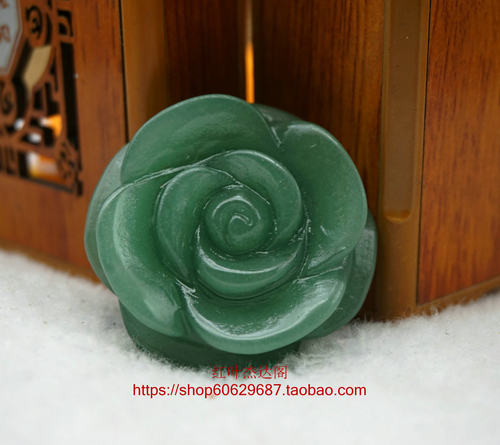 天然玉石东陵玉花吊坠翡翠绿玫瑰花水晶项链玉女人首饰玉项坠