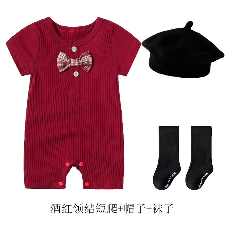 新生儿衣服满月百日宴喜庆爬服