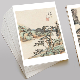 四王甄选合集国画山水临摹卡高清印刷加厚精选册页美术参考图40张