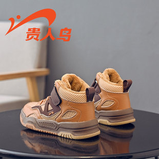 贵人鸟男童鞋2025冬季新款魔术贴加绒大棉运动鞋女孩防滑软底板鞋