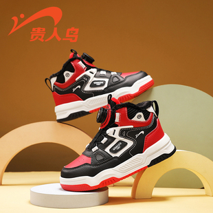 贵人鸟男童鞋加绒板鞋秋冬季2025新款高帮女孩百搭冬款大棉运动鞋