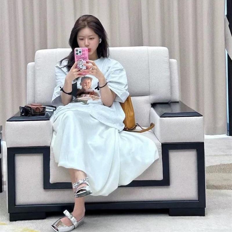 韩代赵露思同款私服复古搞怪小鬼当家爆米花印花宽松短袖T恤
