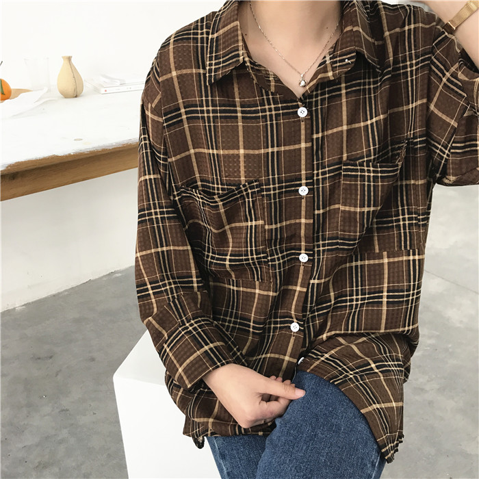 复古涤纶格子衬衫0.17kg|ruв категории Женская одежда, рубашка - от Buy2taobao.com для оказания профессиональной услуги покупки агента Taobao