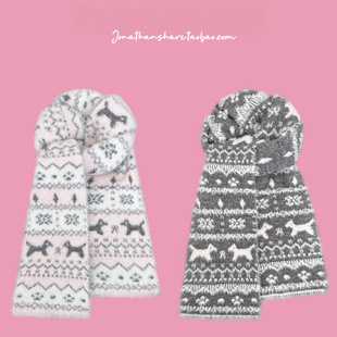 甜妹bi入 软乎乎仿水貂绒可爱猫咪费尔岛提花针织围巾 软毛小猫