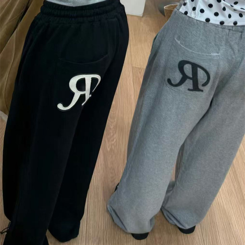 Jennie同款 韩代小众 抽绳可束脚字母贴布绣毛圈休闲卫裤跳舞裤子,女装/女士精品,休闲裤,淘宝优惠券,粉丝福利购,淘宝优惠卷