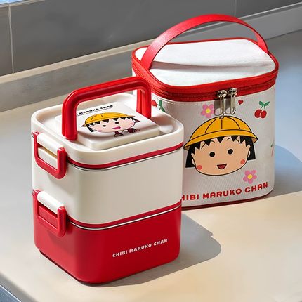 日本进口保温饭盒可微波炉加热打工学生便当盒不锈钢分格带饭餐盒