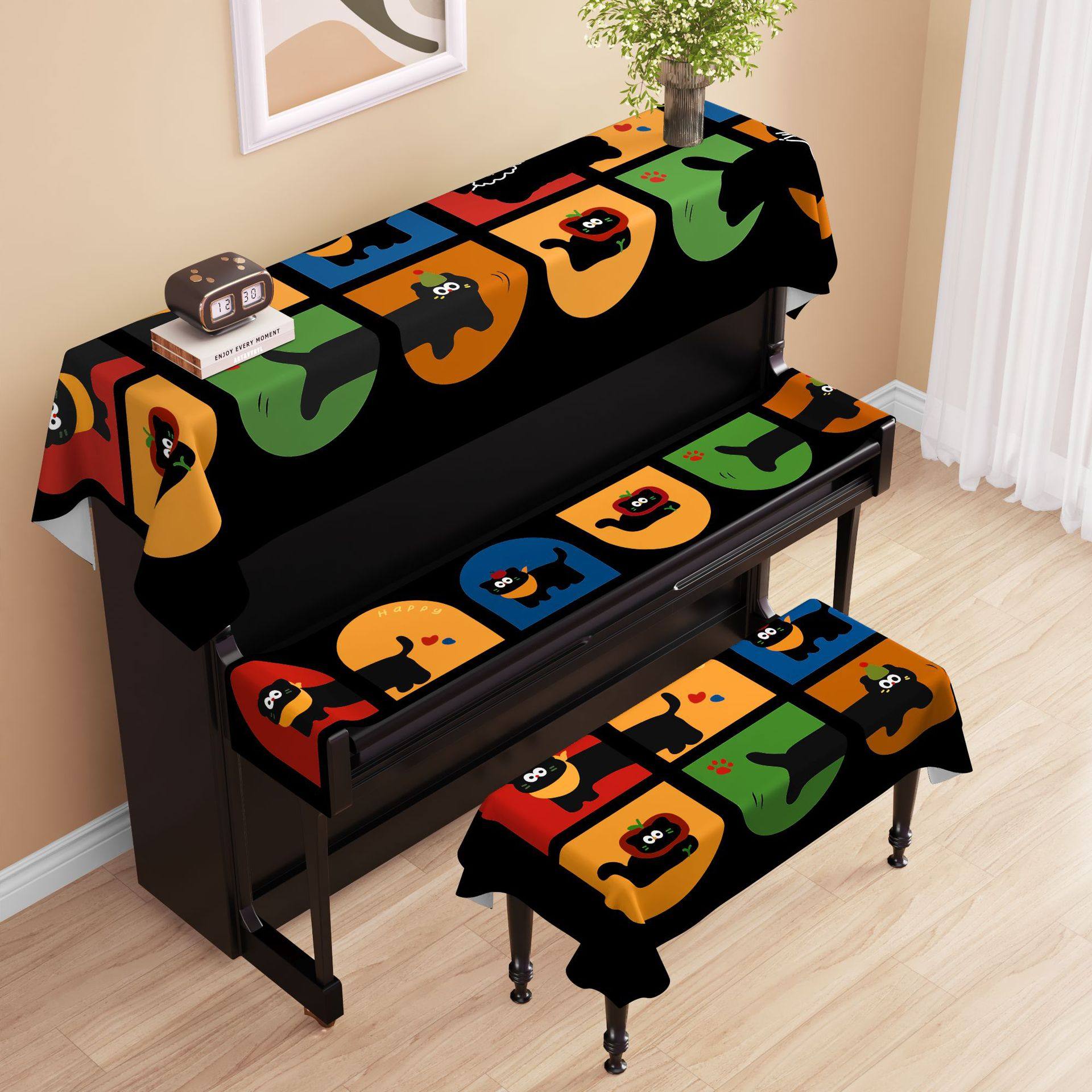 卡通钢琴罩盖布琴顶键盘防尘盖巾电子琴遮灰布琴凳陪读登方形换鞋,居家布艺,净化器罩,淘宝优惠券,粉丝福利购,淘宝优惠卷