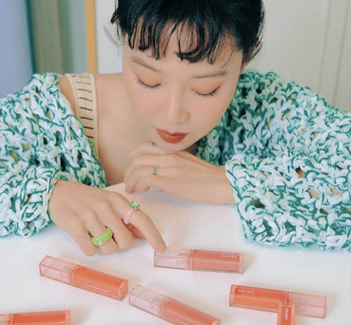 孔孝真设计师品牌ylyl同款糖果色亚克力树脂戒指石复古指环单钻女