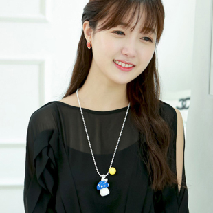 特价韩国毛衣链Nuance简约百搭可爱蘑菇头球球长款项链礼物女
