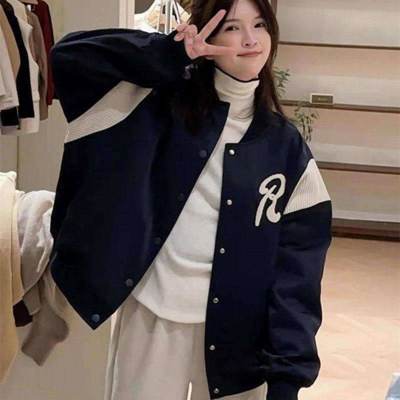 美式复古夹棉棒球服外套女2026春季年新款韩版休闲小个子夹克上衣