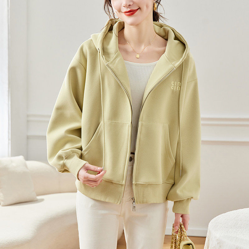 早春休闲拉链连帽外套女2026年新款今年流行爆款卫衣开衫短款上衣