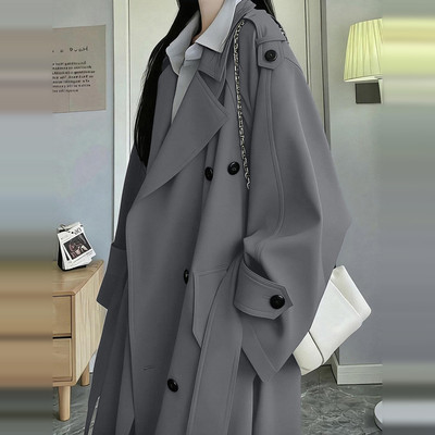 韩系灰色轻奢高级感小香风衣外套女早春季2026新款巨好看呢子大衣
