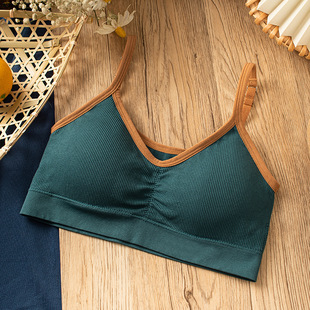vest女士撞色螺纹吊带背心 Contrast colored threaded suspender