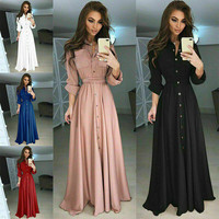 Plain floor length dresses, spring dress for watern
