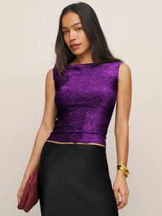 neck round slim fit 上衣 Bright top女士亮面纯色圆领修身 solid