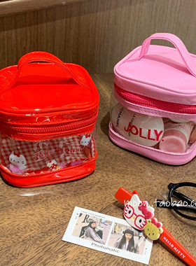 韩国pvc中古小包复古便携彩妆包jolly化妆包水桶高颜值手提收纳包