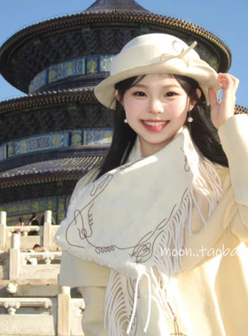 清冷感小说女主羊毛蝴蝶结翻檐卷边礼帽女秋冬季古早名媛渔夫帽子